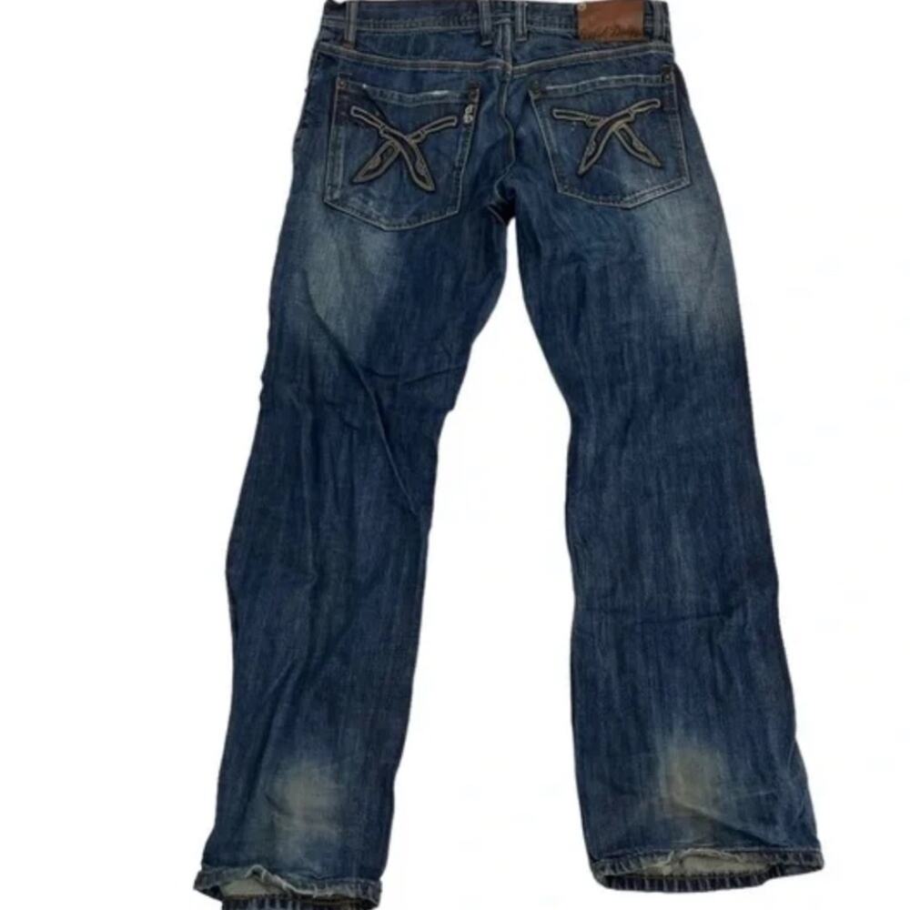 Artful Dodge Jeans, Mens Size 34, Blue Embroidered Relaxed Denim - Picture 2 of 10